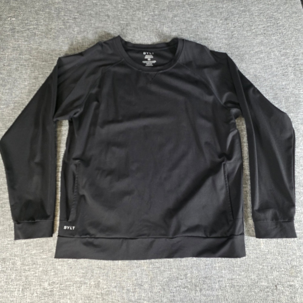 BYLT Premium Crewneck Sweatshirt Mens XXL 2XL Black Stretch Pullover Pockets